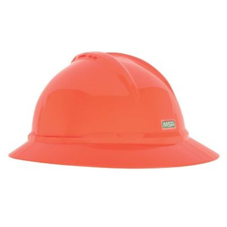 MSA SAFETY V-Gard 500 Hat with 6-Point Fas-Trac III Suspension Hi-Viz VentedOrange 454-10168453